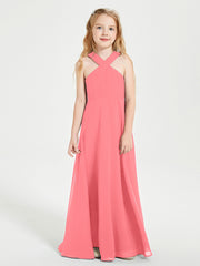 Robes de Demoiselles d'Honneur Junior Longues à Décolleté Grec Pastèque