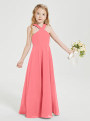 Robes de Demoiselles d'Honneur Junior Longues à Décolleté Grec Pastèque
