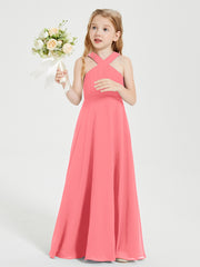Robes de Demoiselles d'Honneur Junior Longues à Décolleté Grec Pastèque