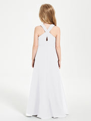 Robes de Demoiselles d'Honneur Junior Longues à Décolleté Grec Blanc