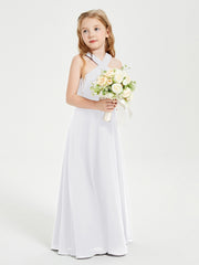 Robes de Demoiselles d'Honneur Junior Longues à Décolleté Grec Blanc