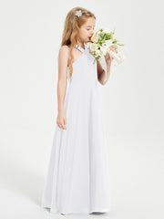 Robes de Demoiselles d'Honneur Junior Longues à Décolleté Grec Blanc