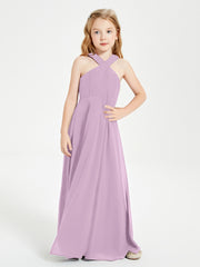 Robes de Demoiselles d'Honneur Junior Longues à Décolleté Grec Glycine