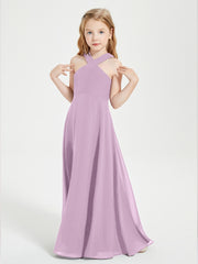 Robes de Demoiselles d'Honneur Junior Longues à Décolleté Grec Glycine