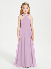 Robes de Demoiselles d'Honneur Junior Longues à Décolleté Grec Glycine