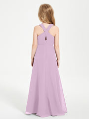 Robes de Demoiselles d'Honneur Junior Longues à Décolleté Grec Glycine