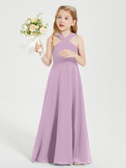 Robes de Demoiselles d'Honneur Junior Longues à Décolleté Grec Glycine