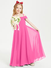 Chic Robes de Demoiselles d'Honneur Junior Hors de l'Épaule Azalée