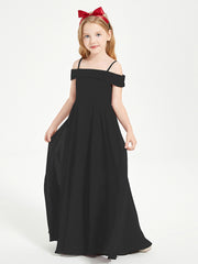 Chic Robes de Demoiselles d'Honneur Junior Hors de l'Épaule Noir