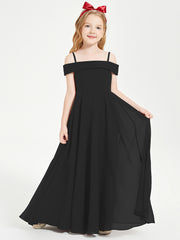Chic Robes de Demoiselles d'Honneur Junior Hors de l'Épaule Noir
