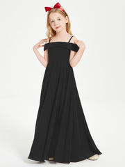 Chic Robes de Demoiselles d'Honneur Junior Hors de l'Épaule Noir