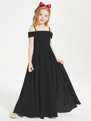 Chic Robes de Demoiselles d'Honneur Junior Hors de l'Épaule Noir