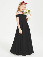 Chic Robes de Demoiselles d'Honneur Junior Hors de l'Épaule Noir