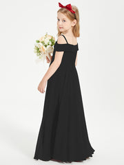 Chic Robes de Demoiselles d'Honneur Junior Hors de l'Épaule Noir