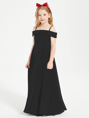 Chic Robes de Demoiselles d'Honneur Junior Hors de l'Épaule Noir