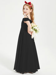 Chic Robes de Demoiselles d'Honneur Junior Hors de l'Épaule Noir