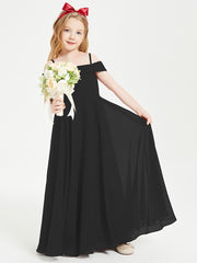 Chic Robes de Demoiselles d'Honneur Junior Hors de l'Épaule Noir