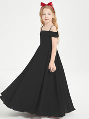 Chic Robes de Demoiselles d'Honneur Junior Hors de l'Épaule Noir