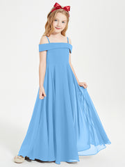 Chic Robes de Demoiselles d'Honneur Junior Hors de l'Épaule Bleu
