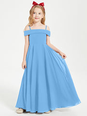 Chic Robes de Demoiselles d'Honneur Junior Hors de l'Épaule Bleu