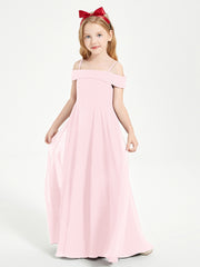 Chic Robes de Demoiselles d'Honneur Junior Hors de l'Épaule Rose Pâle