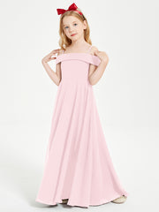 Chic Robes de Demoiselles d'Honneur Junior Hors de l'Épaule Rose Pâle