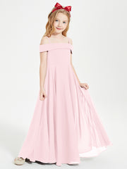 Chic Robes de Demoiselles d'Honneur Junior Hors de l'Épaule Rose Pâle