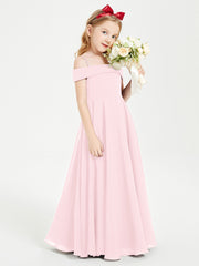 Chic Robes de Demoiselles d'Honneur Junior Hors de l'Épaule Rose Pâle