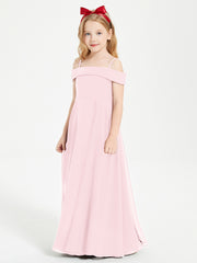 Chic Robes de Demoiselles d'Honneur Junior Hors de l'Épaule Rose Pâle