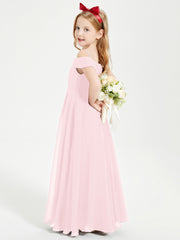 Chic Robes de Demoiselles d'Honneur Junior Hors de l'Épaule Rose Pâle