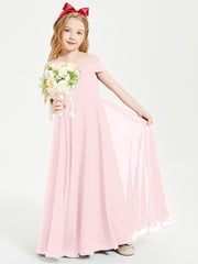 Chic Robes de Demoiselles d'Honneur Junior Hors de l'Épaule Rose Pâle