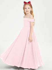 Chic Robes de Demoiselles d'Honneur Junior Hors de l'Épaule Rose Pâle