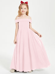 Chic Robes de Demoiselles d'Honneur Junior Hors de l'Épaule Rose Pâle