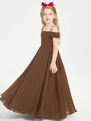 Chic Robes de Demoiselles d'Honneur Junior Hors de l'Épaule Brun