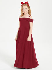 Chic Robes de Demoiselles d'Honneur Junior Hors de l'Épaule Bordeaux