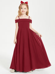 Chic Robes de Demoiselles d'Honneur Junior Hors de l'Épaule Bordeaux