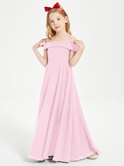 Chic Robes de Demoiselles d'Honneur Junior Hors de l'Épaule Rose Bonbon