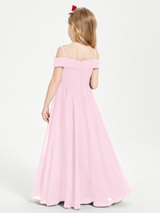 Chic Robes de Demoiselles d'Honneur Junior Hors de l'Épaule Rose Bonbon