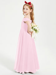 Chic Robes de Demoiselles d'Honneur Junior Hors de l'Épaule Rose Bonbon