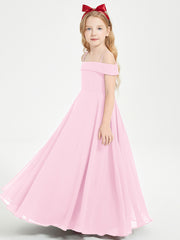 Chic Robes de Demoiselles d'Honneur Junior Hors de l'Épaule Rose Bonbon
