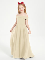 Chic Robes de Demoiselles d'Honneur Junior Hors de l'Épaule Champagne