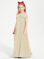 Chic Robes de Demoiselles d'Honneur Junior Hors de l'Épaule Champagne
