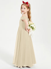 Chic Robes de Demoiselles d'Honneur Junior Hors de l'Épaule Champagne