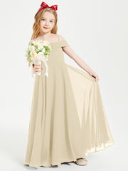 Chic Robes de Demoiselles d'Honneur Junior Hors de l'Épaule Champagne