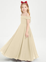 Chic Robes de Demoiselles d'Honneur Junior Hors de l'Épaule Champagne