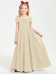 Chic Robes de Demoiselles d'Honneur Junior Hors de l'Épaule Champagne