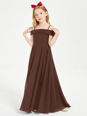 Chic Robes de Demoiselles d'Honneur Junior Hors de l'Épaule Chocolat