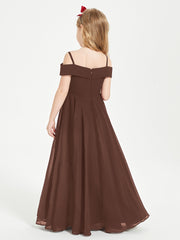 Chic Robes de Demoiselles d'Honneur Junior Hors de l'Épaule Chocolat