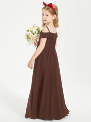 Chic Robes de Demoiselles d'Honneur Junior Hors de l'Épaule Chocolat