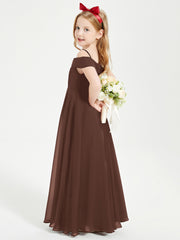 Chic Robes de Demoiselles d'Honneur Junior Hors de l'Épaule Chocolat